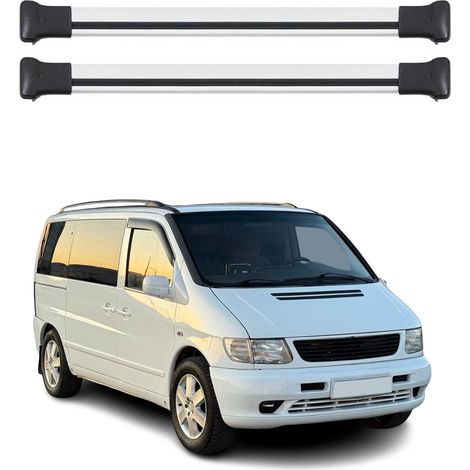 OMAC Aluminium Dachträger Querträger für Mercedes Vito W638 1996-2003 – TÜV / DIN 75302:2019 – Max. 75 kg – 2 Stangen Silber (1/5)