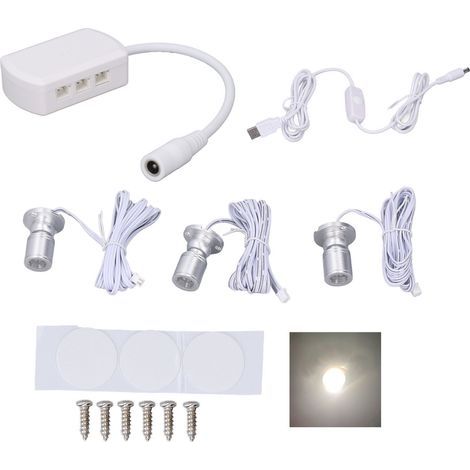Mini-LED-Spots, 5V USB, dimmbar, 1-3, für kleine Möbel, natürliches Licht, Silber (1/5)