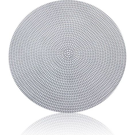 Dessous de verre ronds de 38 cm de diamètre, en PVC écologique, antidérapants, résistants à l'usure et isolants thermiques, couleur argent. (1/5)