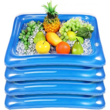 Bars à glace gonflables (lot de 4) - 60 × 45 cm - Glacière pour boissons - Plateau de service portable pour l'intérieur et l'extérieur - Léger et facile à utiliser - Idéal pour les fêtes, les barbecue (1/5)