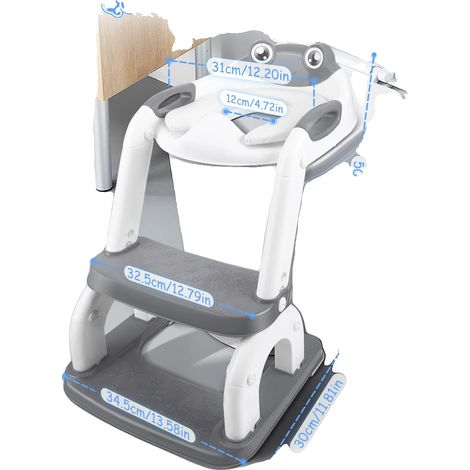 Siège de toilette pour enfants, hauteur réglable, design antidérapant, GRIS (1/2)