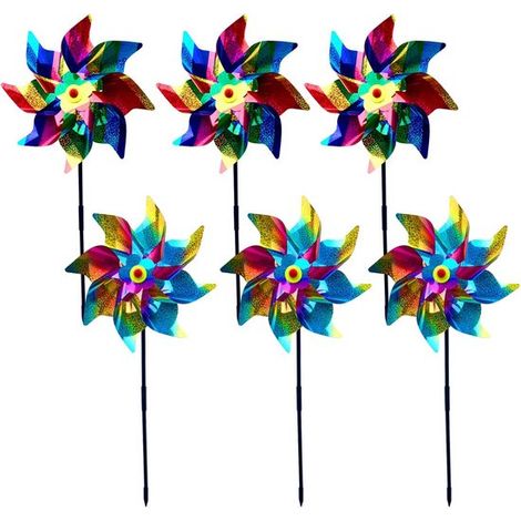 6 bunte Vogelabwehr Windmühlen für Garten und Balkon (1/5)