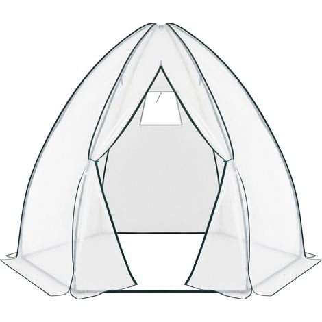 Serre de jardin tipi conique 240x200x240cm abri plantes extérieur protection horticole bâche anti - Blanc (1/5)