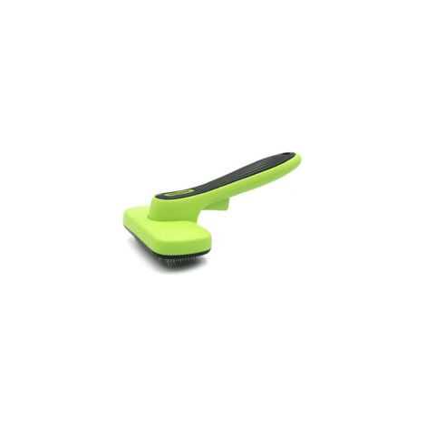 Brosse démêlante verte pour animaux - Référence PTk036 - Pour poils longs, évite les nœuds, facile à nettoyer (1/5)