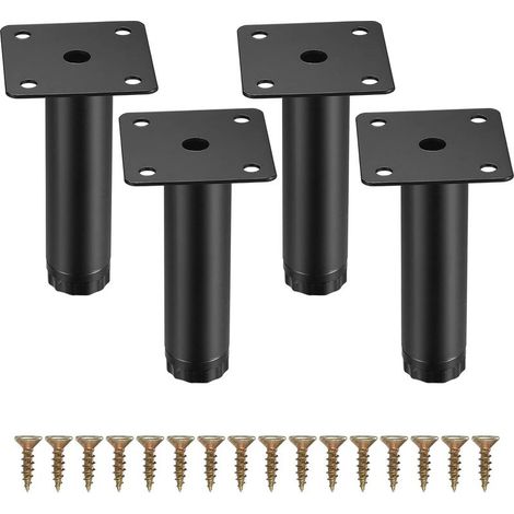 4 Pièces Pieds de Meuble, 9,5 cm Pieds de Meubles Réglables, Pieds de Support en Fixation en Métal pour Meubles/Table/Chaise/Bureau/Cuisine/Armoire/Canapé (1/5)