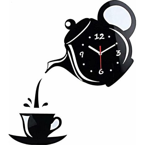 horloge Murale 3d, Pendule Murales Pour Cafs, Autocollant Miroir 3d Home Decor Horloge Murale Silencieuse (pas De Batterie) -design Moderne Bricol (1/4)