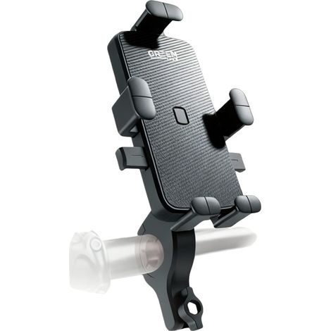 Support universel pour téléphone portable, adapté aux vélos et aux motos, avec double absorption des chocs et fixations renforcées pour le guidon.