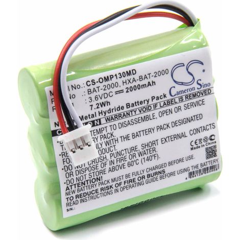 vhbw Battery Replacement for Omron HXA-BAT-2000, BAT-2000 for Medical Equipment (2000 mAh, 3.6 V, NiMH) (1/2)