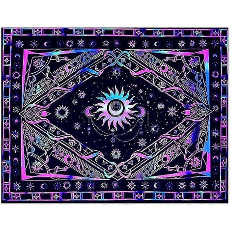 Schwarzlicht-Wandteppich für Schlafzimmer, UV-reaktiver Wandteppich, im Dunkeln leuchtender Trippy-Wandteppich, Wandbehang (1/5)