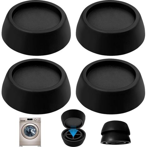 Washing Machine Rubber Pads, Rubber Vibration Dampers for Washing Machines, Anti Vibration Rubber Feet for Washing Machine and Dryer (Black) (1/5)