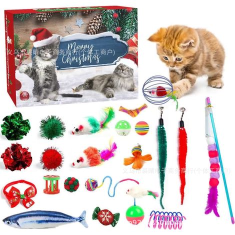 Christmas Cat and Dog Countdown Blind Box with Cat Teasing Bell and Dog Tie - Christmas Cat Toy CW-01 32237cm 387g
