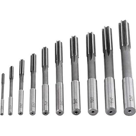 10 Pcs Alésoirs de Machine, outil d'alésage, Alésoir Machine de Coupe 3/4/5/6/7/8/9/10/11/12mm, Alésoirs de fraisage pour l'usinage de Perçages, Alésoir de Fraisage HSS H7 à Rainure Droite (1/4)