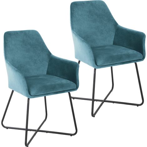 SVITA JOSIE Dining 2er Set Esszimmerstuhl Sessel Polsterstuhl Stoff Petrol (1/5)