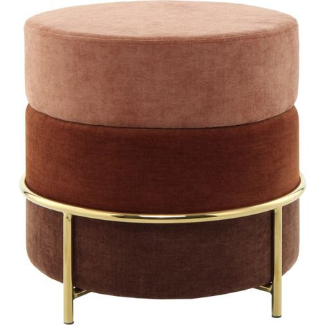 Pouf tondo Matilda 225 in velluto terra e oro (1/3)