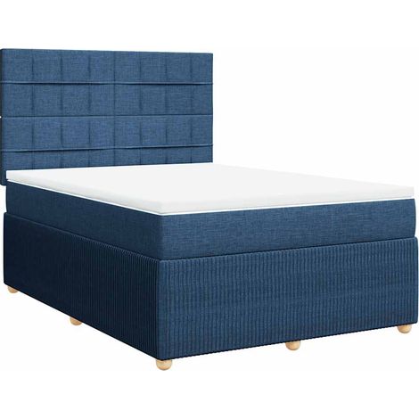Sommier à lattes de lit avec matelas Bleu 140x190 cm Tissu vidaXL (1/5)