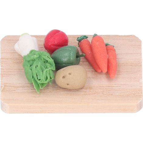 Modèle de chou, carotte et pomme de terre pour maison de poupée à l'échelle 1:12, planche à découper miniature en argile, décoration (1/5)