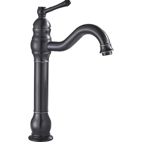 Grifo para lavabo de baño, construcción de latón duradero, diseño de caño giratorio, negro grande, cromado. (1/2)