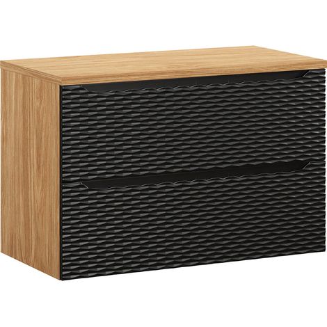 Mueble bajo lavabo 90cm encimera Elora Negro y madera (1/4)