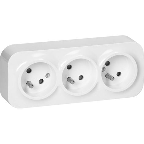 Orno Dreifachsteckdose weiße minimalistische Steckdose