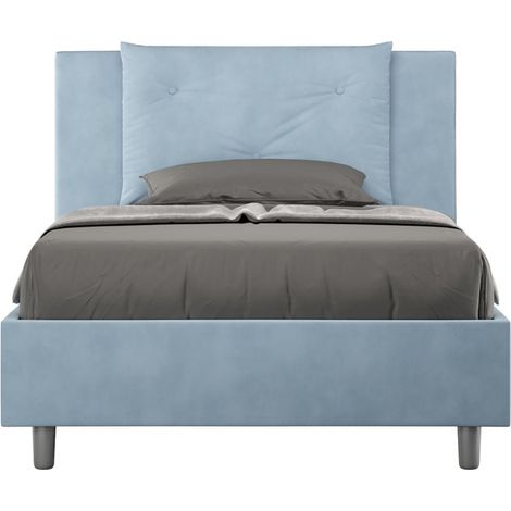 Letto 1 Piazza e Mezzo 120x190 cm con Rete e Contenitore Appia Azzurro (1/4)
