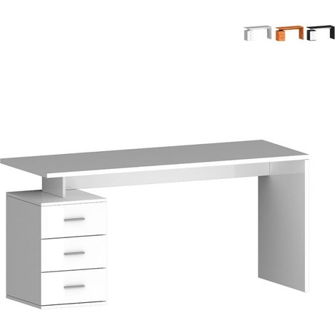 New Selina Basic escritorio de oficina moderno 3 cajones 160x60x75cm New Selina Basic - Blanco brillante (1/5)