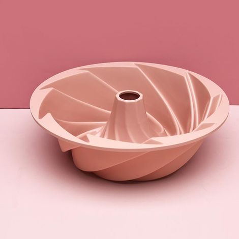 Lot de 2 moules à brioche en silicone antiadhésif de 24 cm (9,5 pouces) - Moule à gâteau en spirale à la citrouille, pain aux fleurs, moule à pâtisserie (rose) (1/5)
