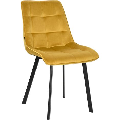 Silla tapizada TULUZA terciopelo curry (1/4)