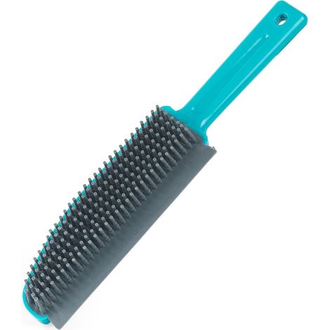 Brosse Caoutchouc + pour Tapis/Moquette/Voiture, Spécial Poils Animaux, Design Style Vileda pour Rembourrage, Turquoise/Gris