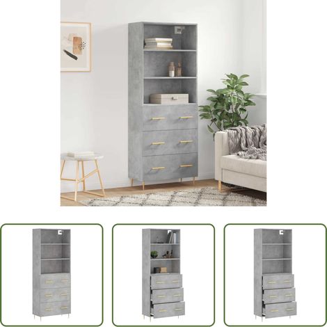 Holzwerkstoff - Highboard Betongrau 69,5x34x180 cm Holzwerkstoff (1/5)