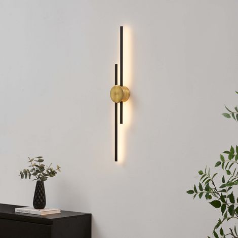 Grande applique noire et laiton aux lignes épurées 89 cm - Pia