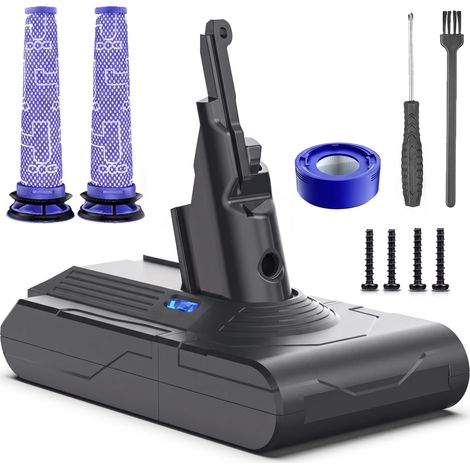8000mAh Batterie pour V8 SV10 SV25 Absolute Fluffy Animal Plus Motorhead Extra Slim Parquet Total Clean Extra Aspirateur - 2 Prefiltres, 1 Postfiltre, Tournevis et Vis (1/5)