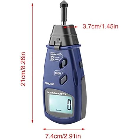 Demeras Tachymètre Numérique,SM6236E Tachymètre de Portable à écran LCD Numérique 5 Chiffres Testeur de Compteur de Rotation de Tachymètre 18 Mm (1/5)