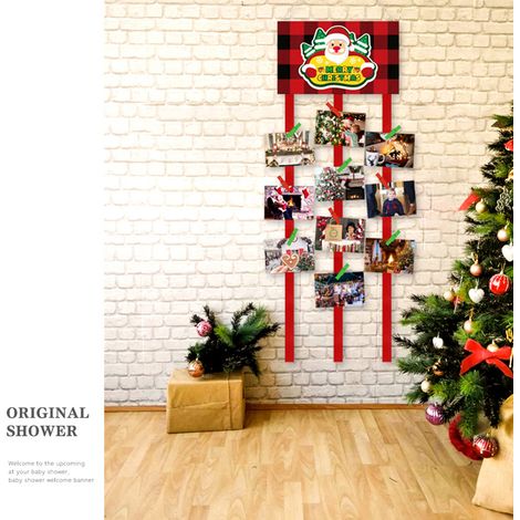 Weihnachtskartenhalter aus Filz, Wandbehang, Bilderhalter mit 40 Fotoklammern, Bilderrahmen-Collage-Dekoration, Weihnachtskarten, Fotopapier-Bastelarbeiten (1/3)