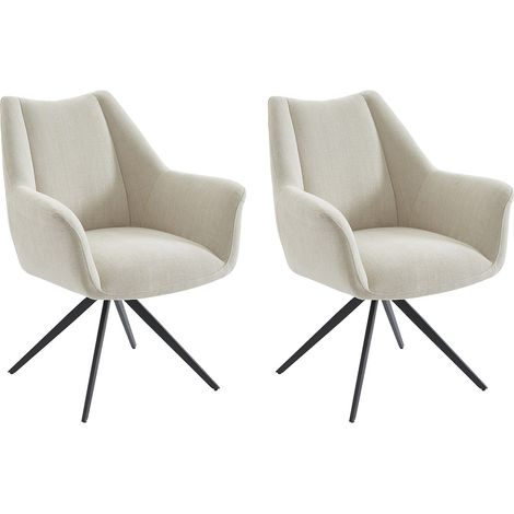 Sedia con braccioli in Tessuto e Metallo Nero Beige - Lotto di 2 - KARDESA della Maison Céphy