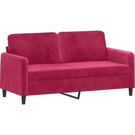 Canapé  Sofa à 2 places Rouge bordeaux 140 cm Velours (1/5)
