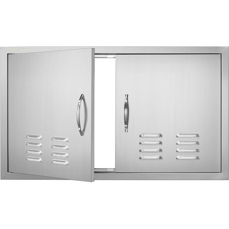 VEVOR Porta di accesso da cucina, 914 x 534 mm, Doppia porta da cucina esterna, Porta in acciaio inox, Porta a parete verticale per isola cucina, mobiletto da esterno (1/5)
