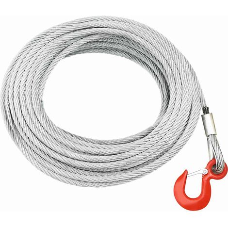 Câble métallique en acier galvanisé 800 kg, 20 m, Ø 8 mm avec crochet - PANGIVO (1/4)