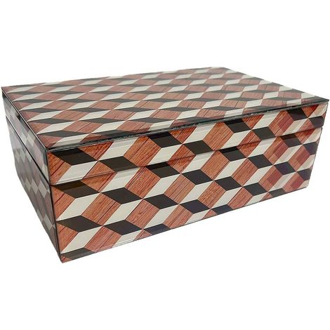 boîte de rangement design en verre et mdf couleurs multiples - motif géométrique multicolore effet 3D (1/5)
