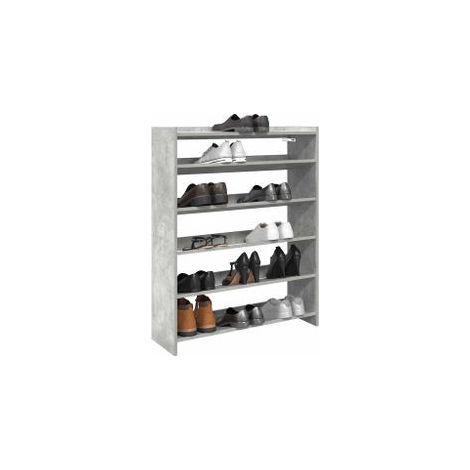 Étagère à chaussures gris béton 80x25x100 bois d'ingénierie (1/5)