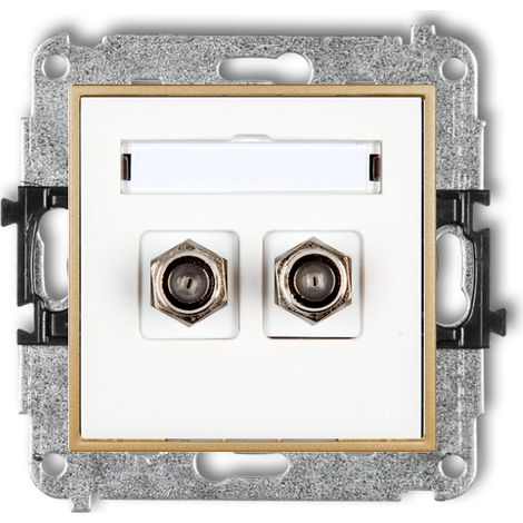 Presa antenna 2x senza cornice karlik mini colore bianco/oro (1/2)