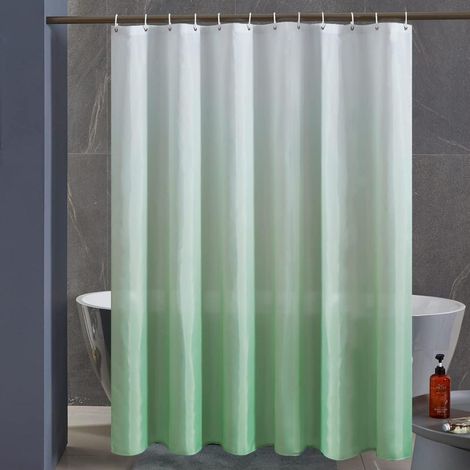 Furlinic Duschvorhang 180x200 Anti-Schimmel Wasserdicht und Waschbar Weiß Grün (1/5)