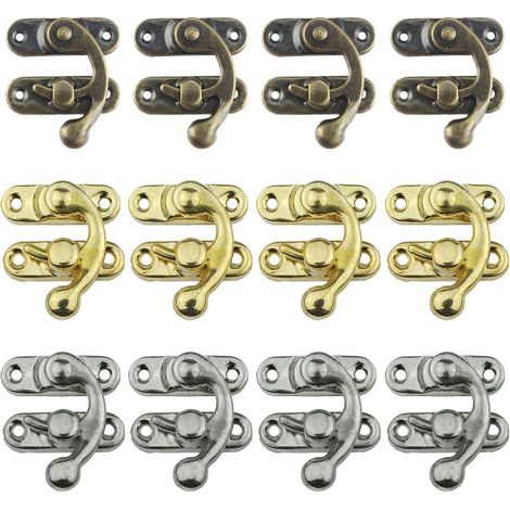 Fermoir Boite,12 Pièces Fermoirs Antiques,Loquet à Rotation,Verrou de Boîte,Crochet de Verrouillage avec Vis,pour Boîtes, Armoires,Boîtes Décoratives(37x42mm) (1/5)