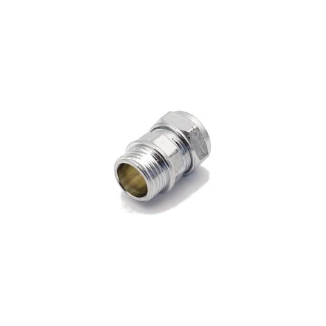 PrimaPlus Chrome Brass Compression Adaptor 15mm x 1/2" Male (1/3)