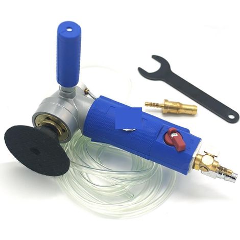 Ponceuse à Eau pneumatique Professionnelle alimentée en Eau de Type 3 "4" Pouces, meuleuse de polisseuse à air Humide, Vitesse Libre 0-4300 TR/Min(Blue 4 inch)
