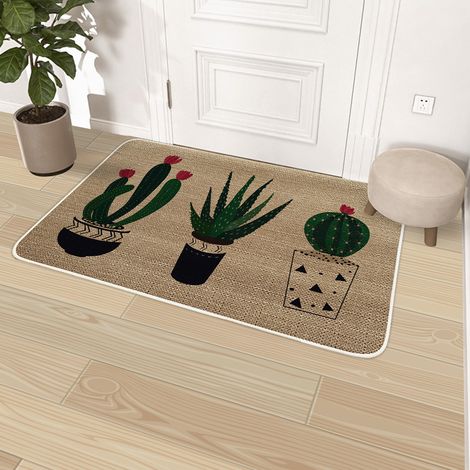 Tapis en lin, paillasson d'entrée, tapis de cuisine antidérapant en caoutchouc, tapis absorbant pour porte de salle de bain - 40 x 60 cm