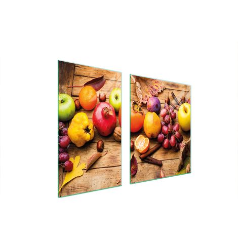 Assiette en verre et planche à découper 100x52 fruits (1/5)