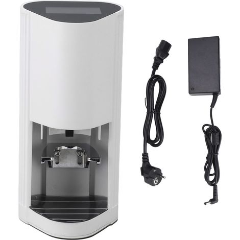Tasseur à café électrique automatique en acier inoxydable, presse à poudre plate, prise UE 100‑240V, blanc (1/5)