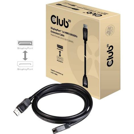 club3D DisplayPort Prolunga Spina DisplayPort, Presa DisplayPort 2.00 m Nero CAC-1022 Cavo Displayport (1/5)