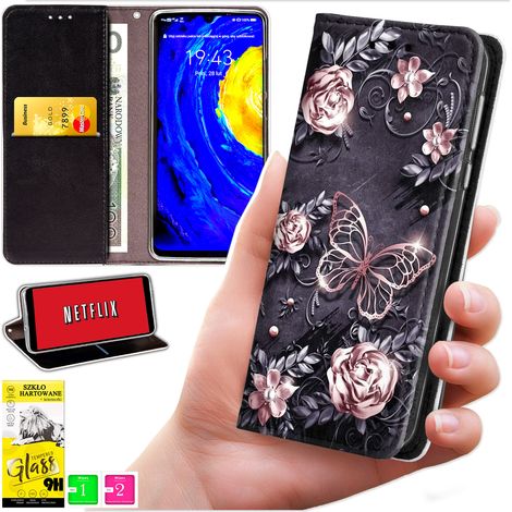 Custodia a portafoglio per Oppo A5 5G - stampa bluemoon + vetro 9H (1/5)