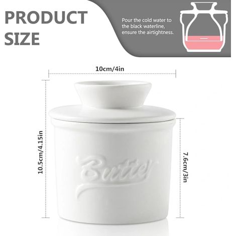 Beurrier en céramique blanche avec couvercle usage quotidien (1/3)